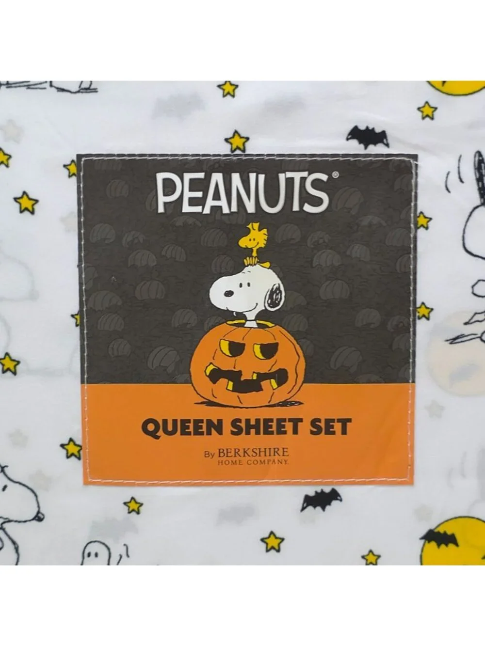 Peanuts Snoopy Halloween Queen Sheet Set By Berkshire Bats Ghosts Moon Polyester